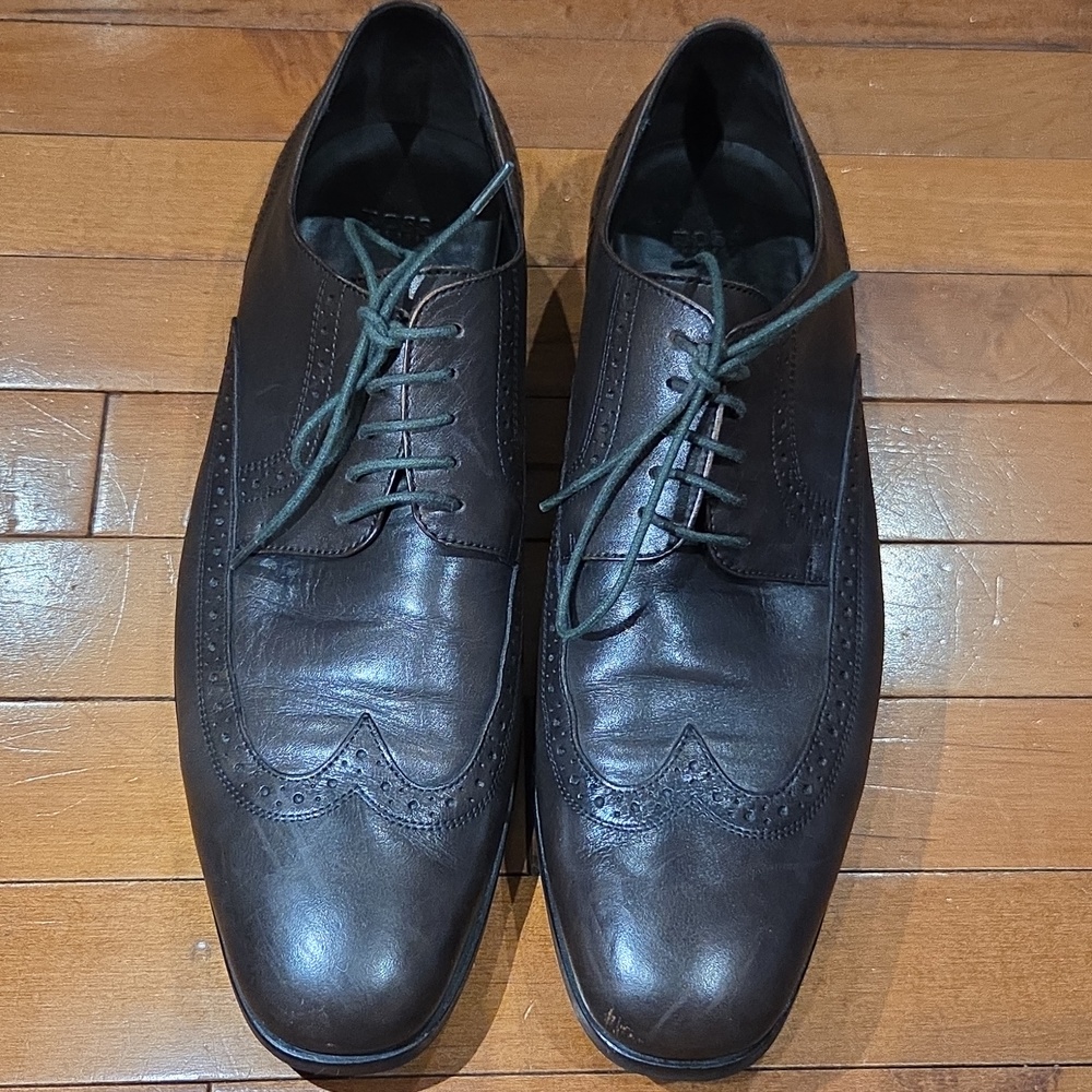 Hugo Boss Size 12 Chocolate Brown Leather Brogue Derby Shoes